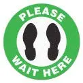INCOM Indoor Vinyl Workplace Social Distancing Anti-Slip Floor Sign, 17 Inch, Green/White - Please Wait HERE