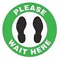 INCOM Indoor Vinyl Workplace Social Distancing Anti-Slip Floor Sign, 17 Inch, Green/White - Please Wait HERE