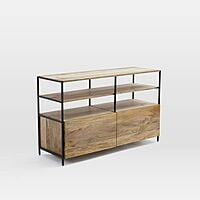 Industrial Mango Wood & Metal Sideboard - Open Shelf Console