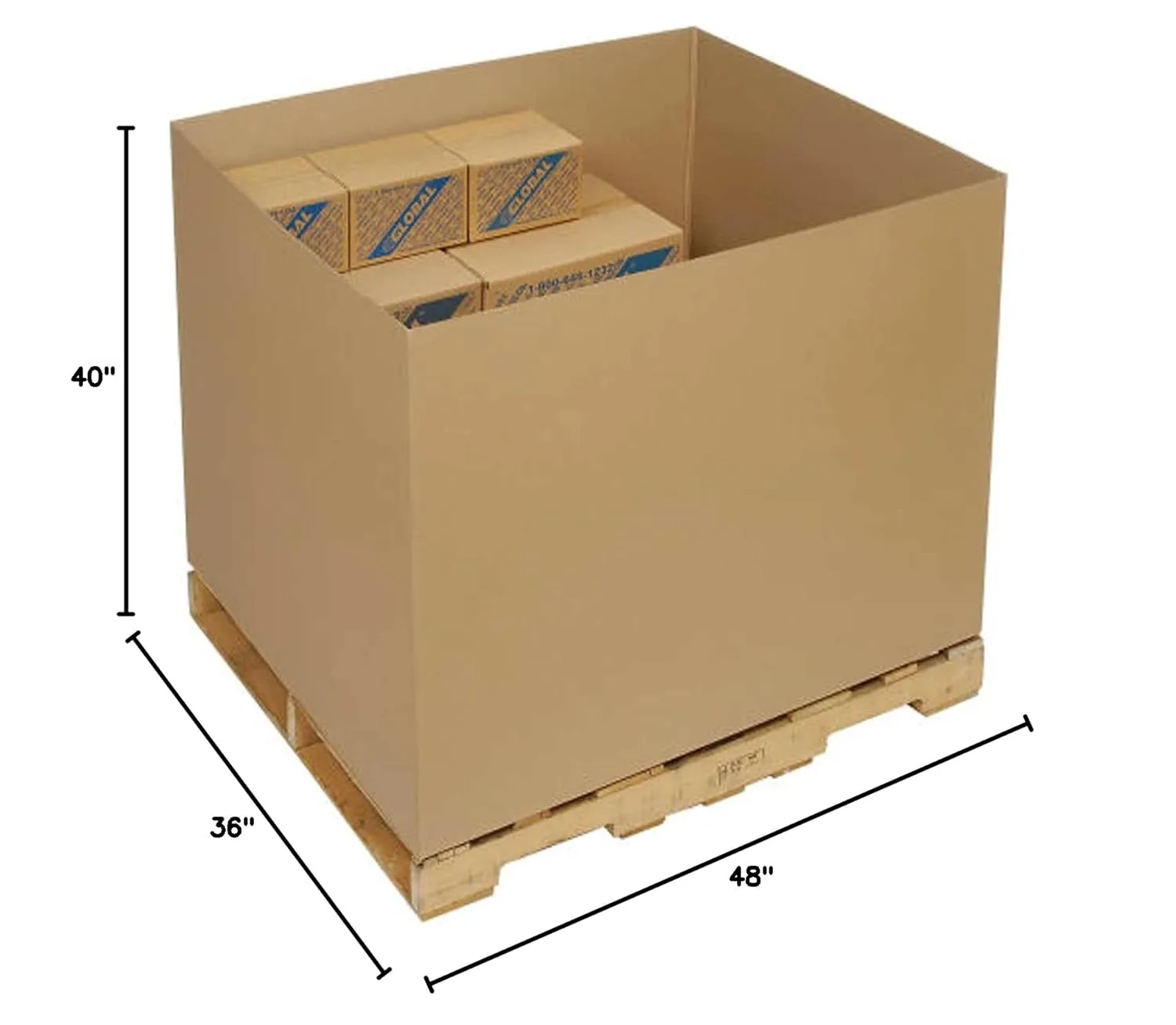 Bulk Cargo Container - Double Wall Gaylord Bottom Container - 48x40x36" , 5/Pk