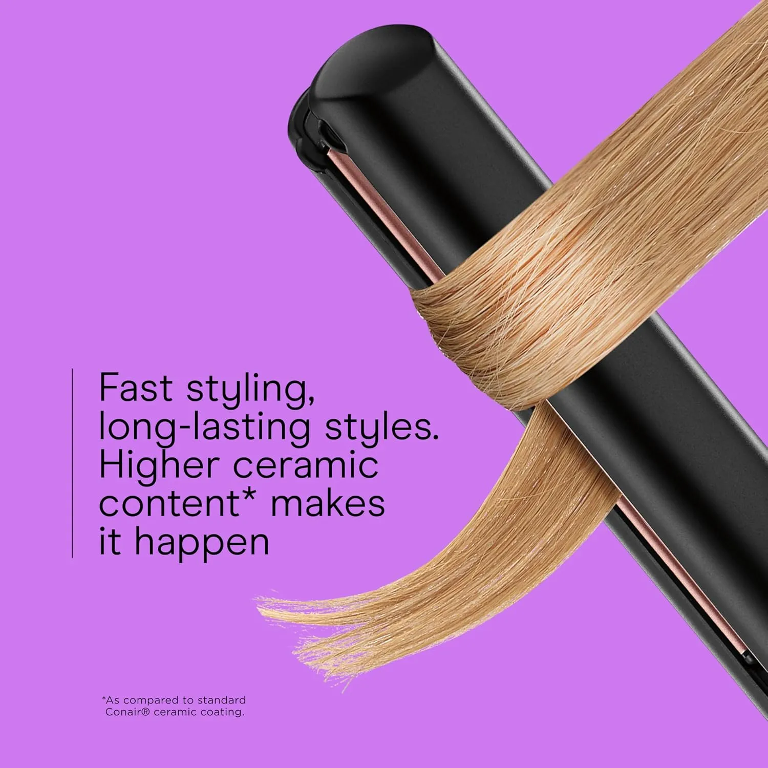 INFINITI PRO CONAIR Rose Gold Ceramic Flat Iron Hair Straightener, 1-Inch Flat Iron with Extra-Long Plates