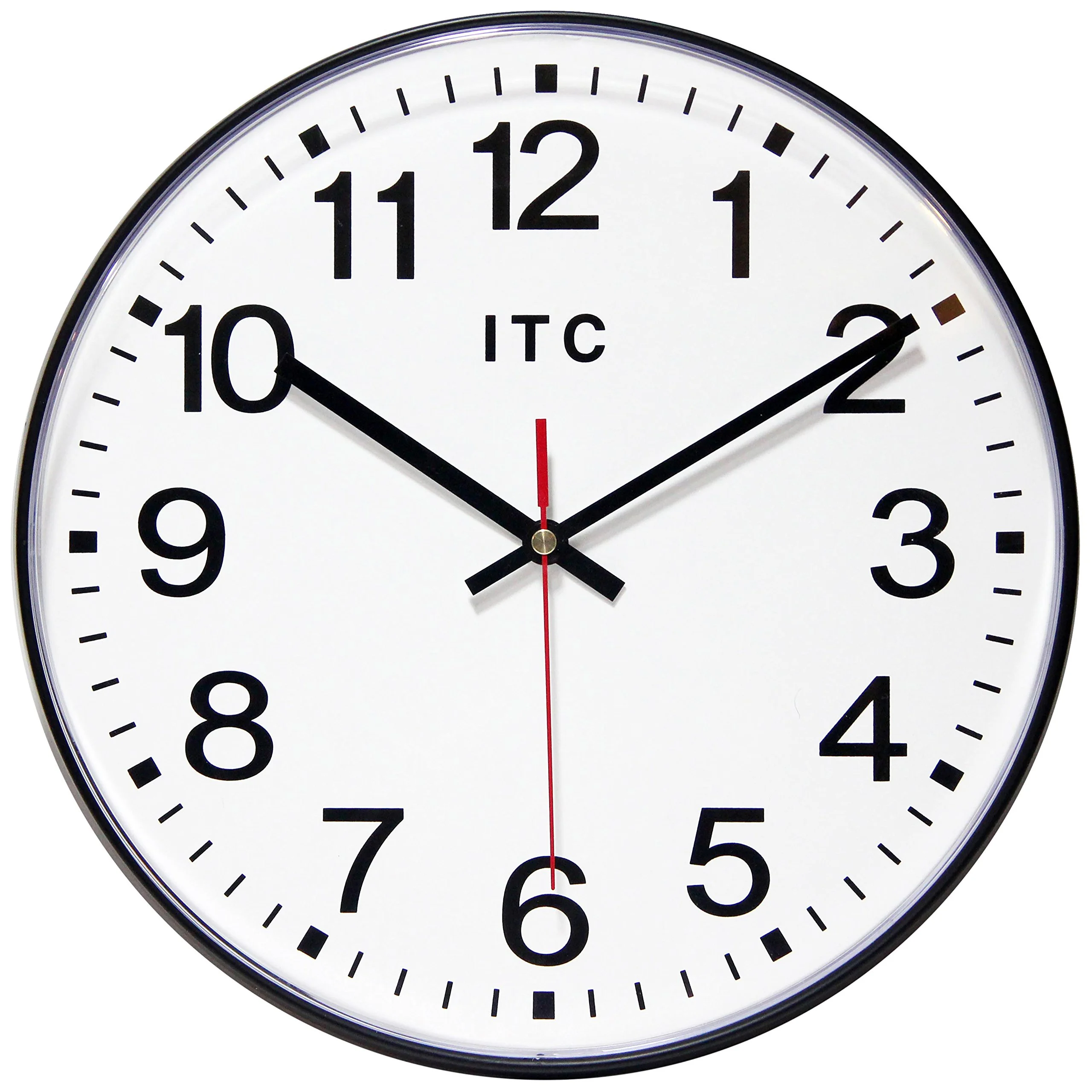 Infinity Instruments 12 Inch Prosaic Round Non-Ticking Silent Battery Operated Easy to Read Clock for Office, Classroom