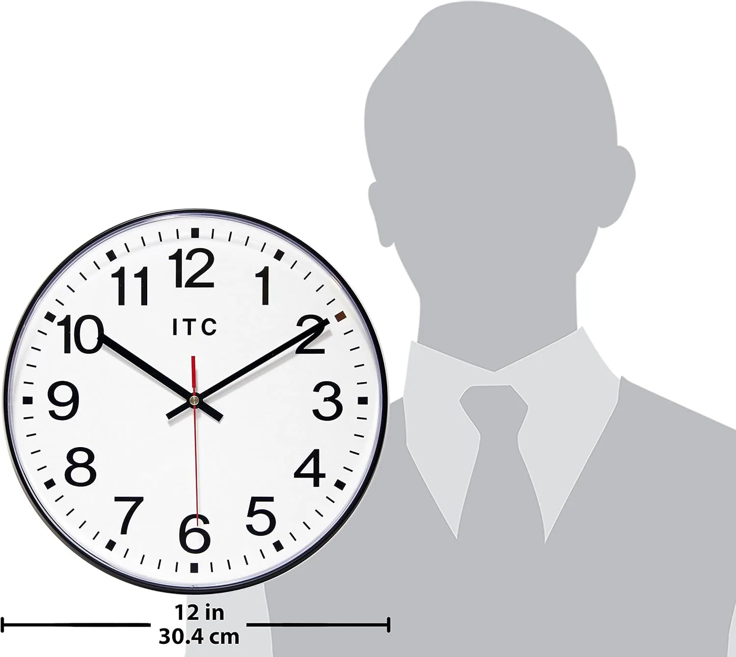 Infinity Instruments 12 Inch Prosaic Round Non-Ticking Silent Battery Operated Easy to Read Clock for Office, Classroom