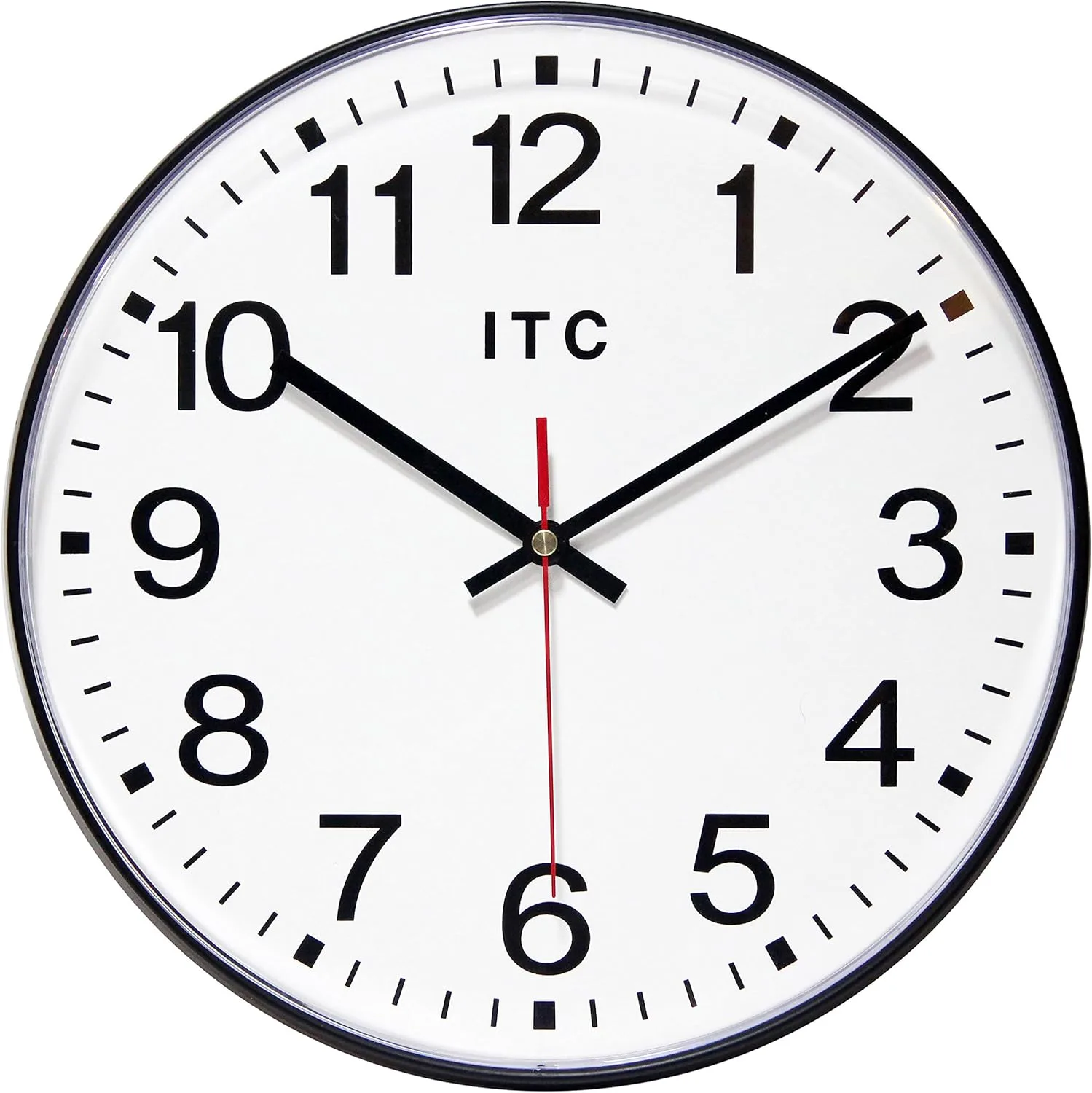 Infinity Instruments 12 Inch Prosaic Round Non-Ticking Silent Battery Operated Easy to Read Clock for Office, Classroom