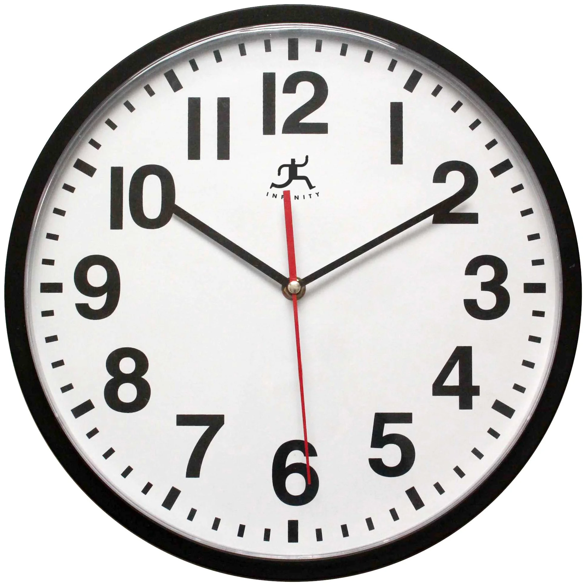 Infinity Instruments 13.5 inch Shatter Resistant Round Non-Ticking Silent Battery Operated Easy to Read Clock for Office