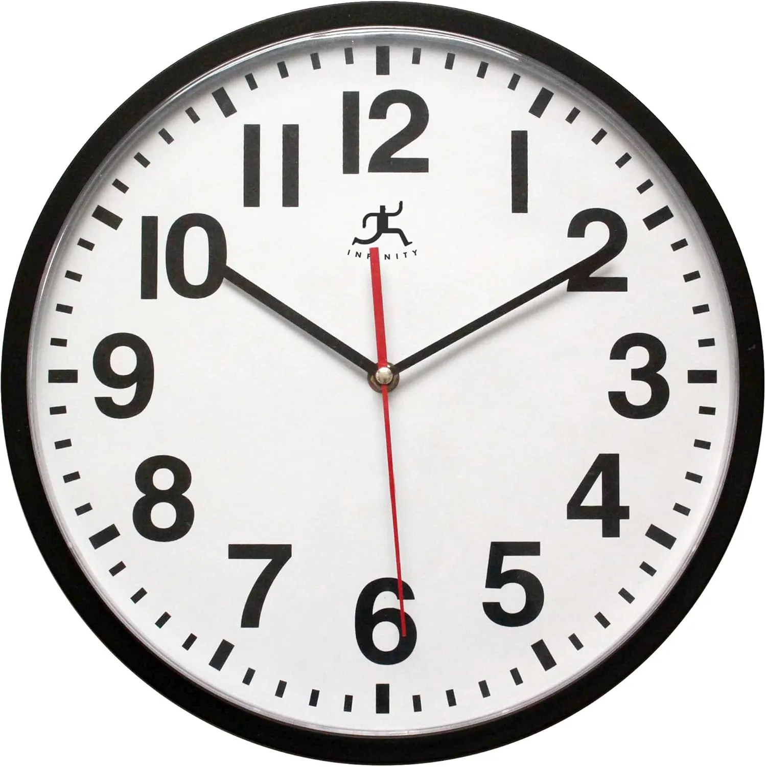Infinity Instruments 13.5 inch Shatter Resistant Round Non-Ticking Silent Battery Operated Easy to Read Clock for Office