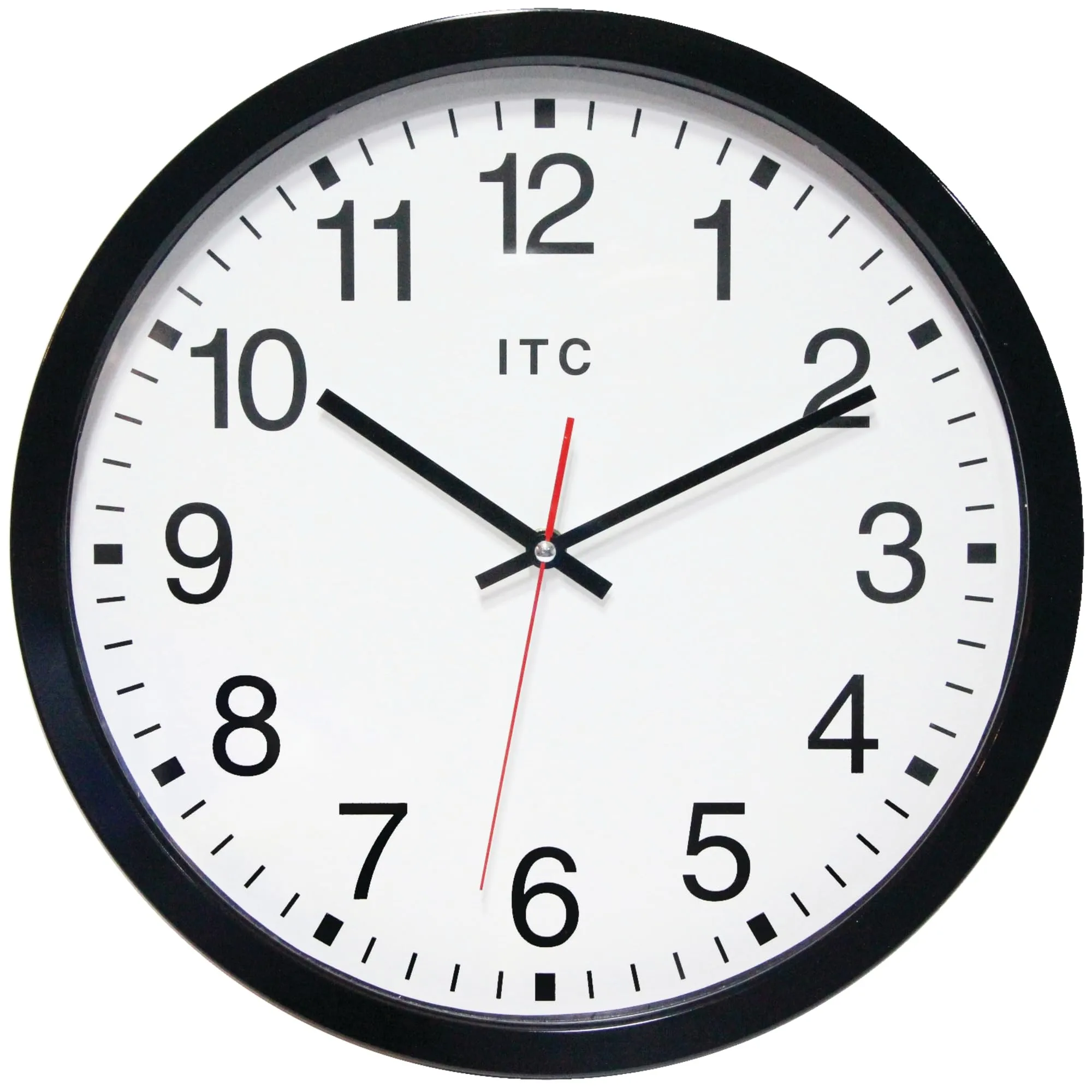 Infinity Instruments 14 inch Shatter Resistant Round Non-Ticking Silent Battery Operated Easy to Read Clock for Office