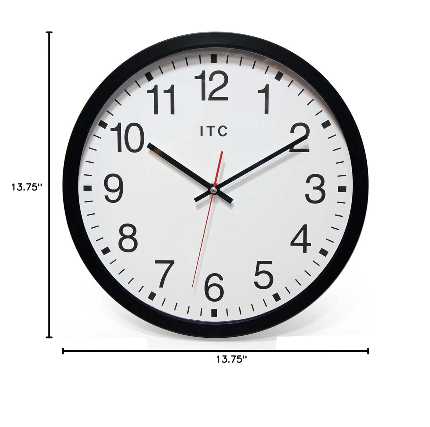 Infinity Instruments 14 inch Shatter Resistant Round Non-Ticking Silent Battery Operated Easy to Read Clock for Office
