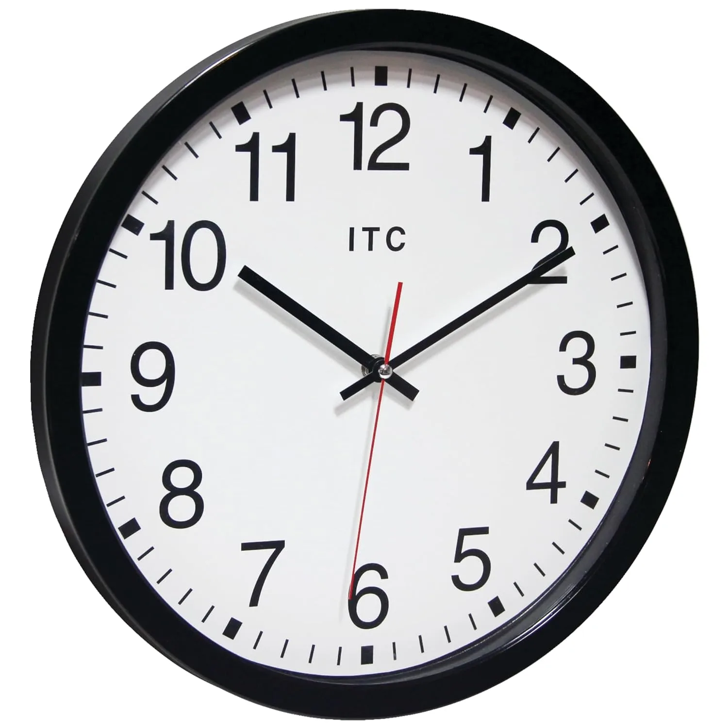Infinity Instruments 14 inch Shatter Resistant Round Non-Ticking Silent Battery Operated Easy to Read Clock for Office