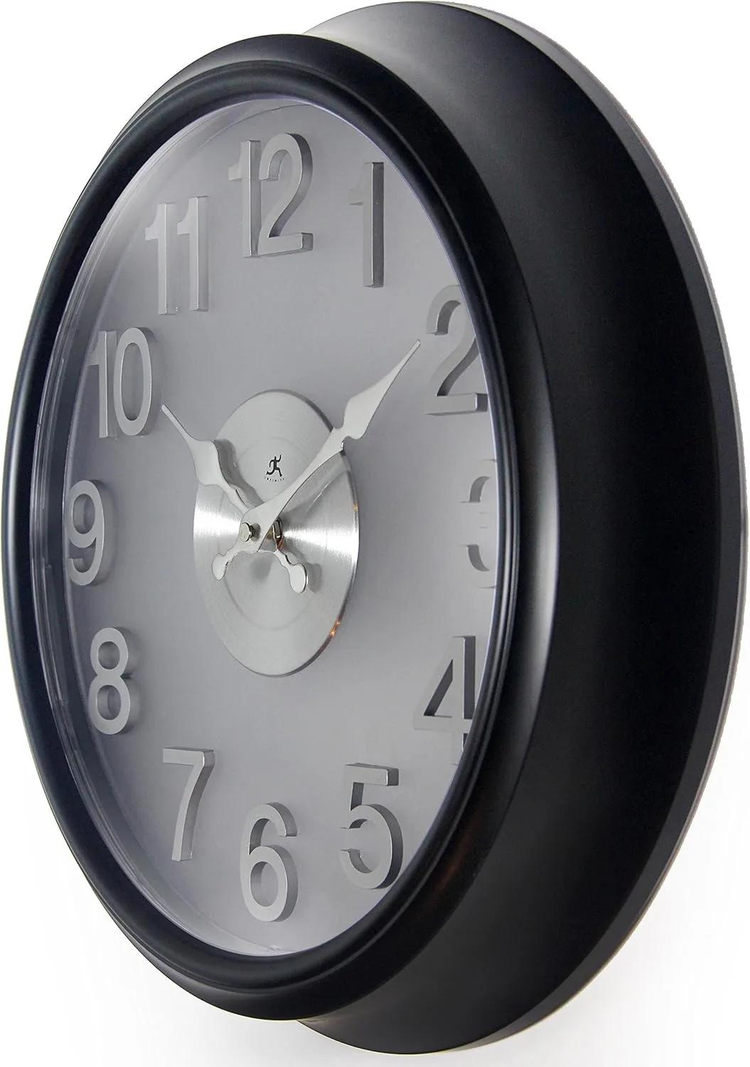 Infinity Instrument 15 Inch The Onyx Modern Contemporary Sleek Indoor Round Non-Ticking Silent Battery Operated Easy to Read