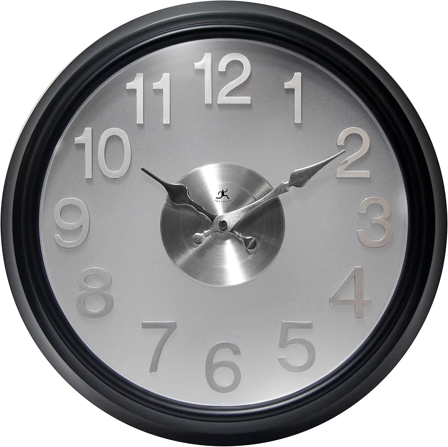 Infinity Instrument 15 Inch The Onyx Modern Contemporary Sleek Indoor Round Non-Ticking Silent Battery Operated Easy to Read