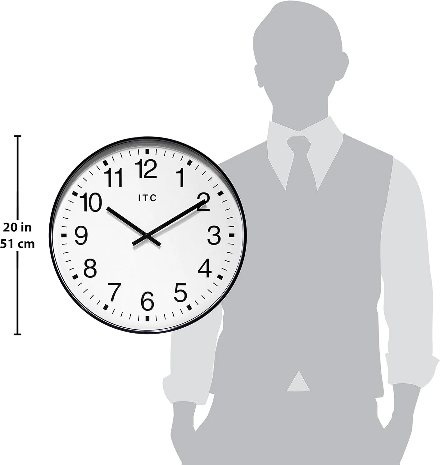Infinity Instruments 19 inch Large Round Non-Ticking Silent Battery Operated Easy to Read Clock for Office, Classroom