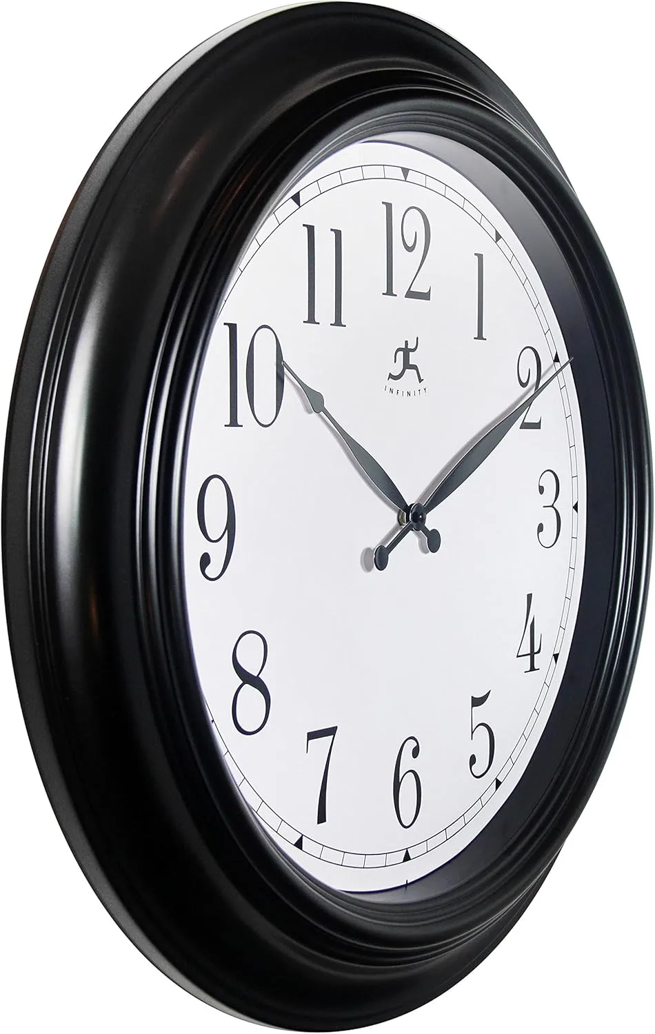 Infinity Instruments 24 inch Traditional Large Non-Ticking Silent Battery Operated Easy to Read Wall Clock for Living Room