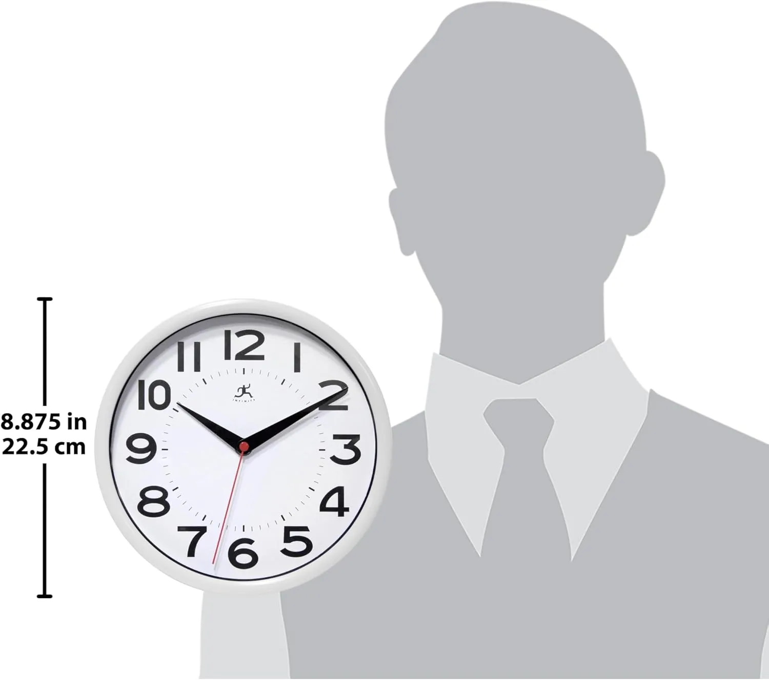 Infinity Instruments Metro Wall Clock, 9" Diameter, White Case, 1 Aa (Sold Separately)