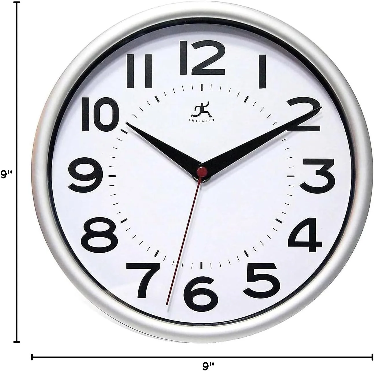 Infinity Instruments Metro Silver 9-Inch Resin Wall Clock