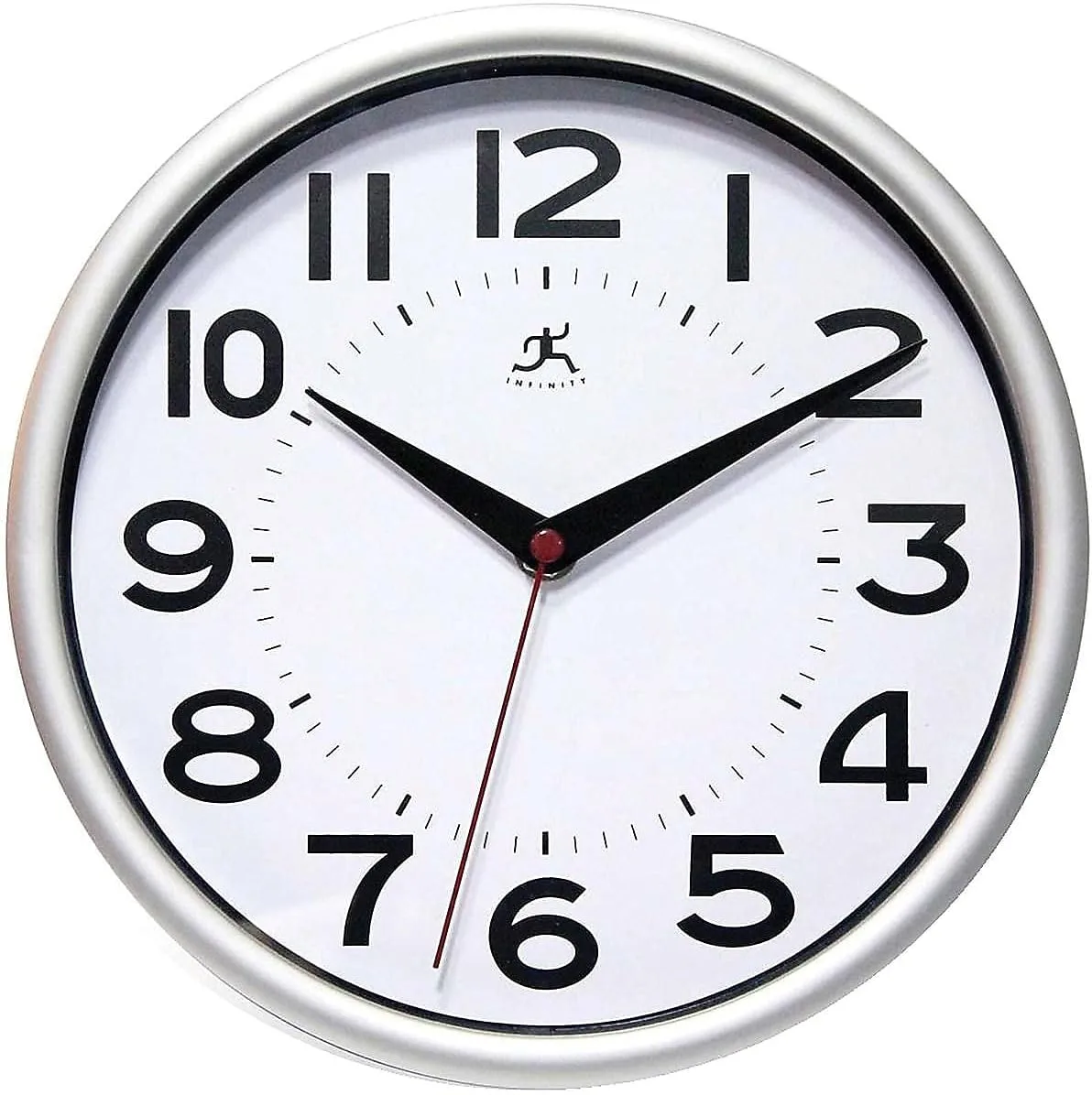 Infinity Instruments Metro Silver 9-Inch Resin Wall Clock