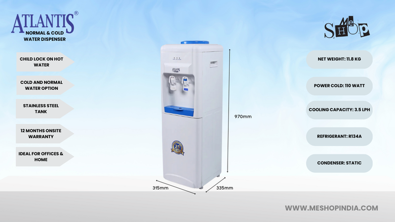 Infographic Image of Atlantis Normal and Cold Water Dispenser.