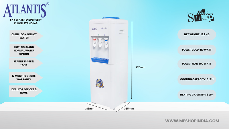 Infographic Image of Atlantis Sky Water Dispenser-HCN floor standing