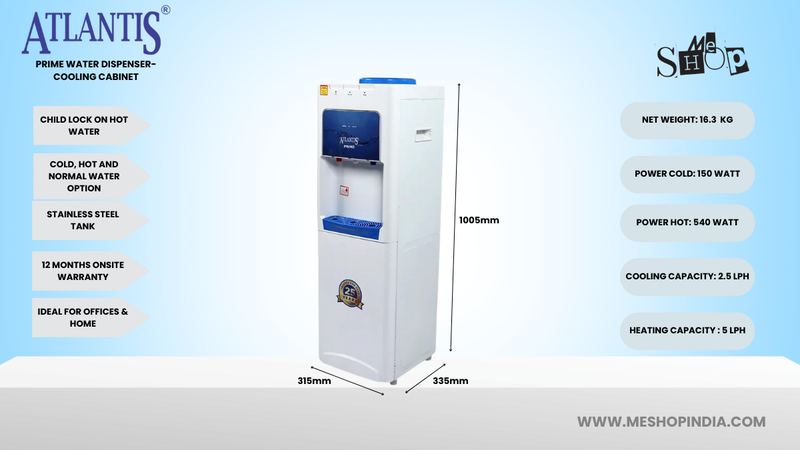 Infographic Image of Atlantis Prime Water Dispenser With Cooling Cabinet.