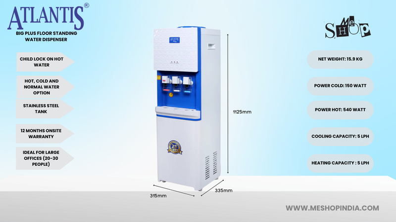 Infographic Image of Atlantis Big Plus water dispenser-Floor Standing