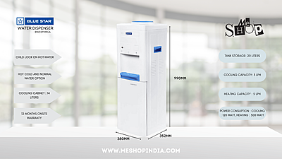 Infographic picture of Blue Star Floor Mounted Water Dispenser with cooling Cabinet