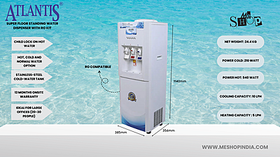 Infographic Picture of Atlantis Super Filtered Water Dispenser With RO kit Infographic Picture of Atlantis Super Filtered Water Dispenser With RO kit