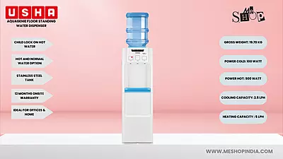 Infographic Image of Usha Aqua Genie Floor Standing Water Cooler. Infographic Image of Usha Aqua Genie Floor Standing Water Cooler.