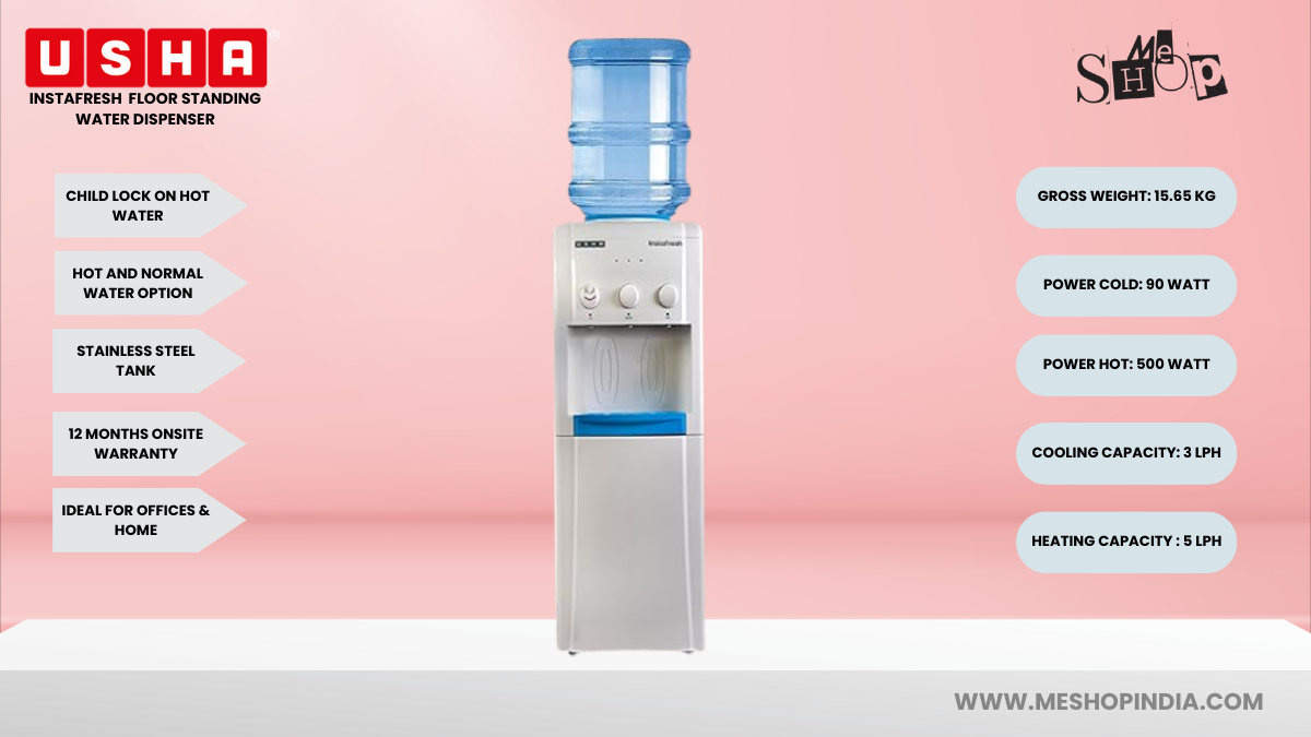 Infographic Image of Usha Instafresh Standing Water Dispenser Infographic Image of Usha Instafresh Standing Water Dispenser