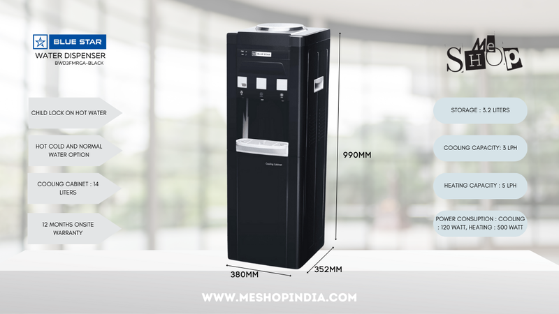 Infographic Picture of Blue Star BWD3FMRGA- Black Water dispenser