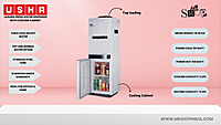 Infographic Image of Usha Laguna Fresh Water Dispenser with Cooling Cabinet. Infographic Image of Usha Laguna Fresh Water Dispenser with Cooling Cabinet.