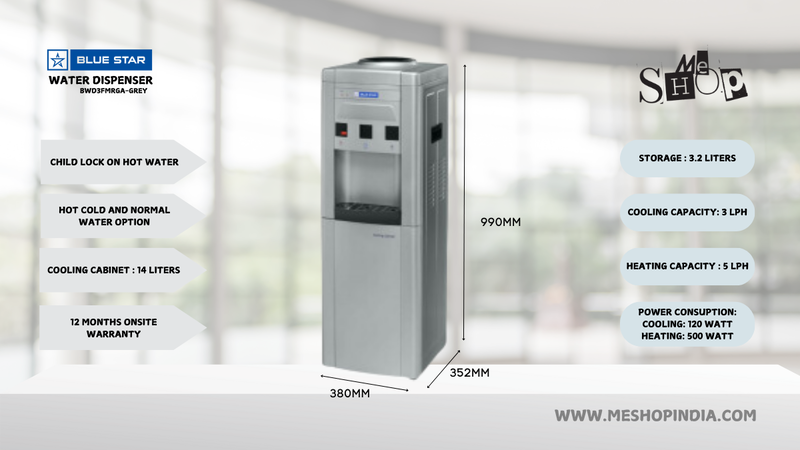 Infographic Picture of Blue Star BWD3FMRGA Water Dispenser
