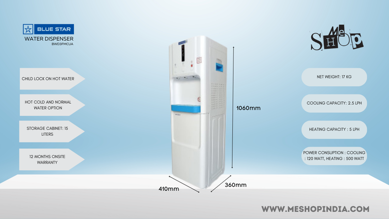 Infographic picture of Blue Star Water Dispenser (BWD3FMCUA) Floor Mounted water Dispenser