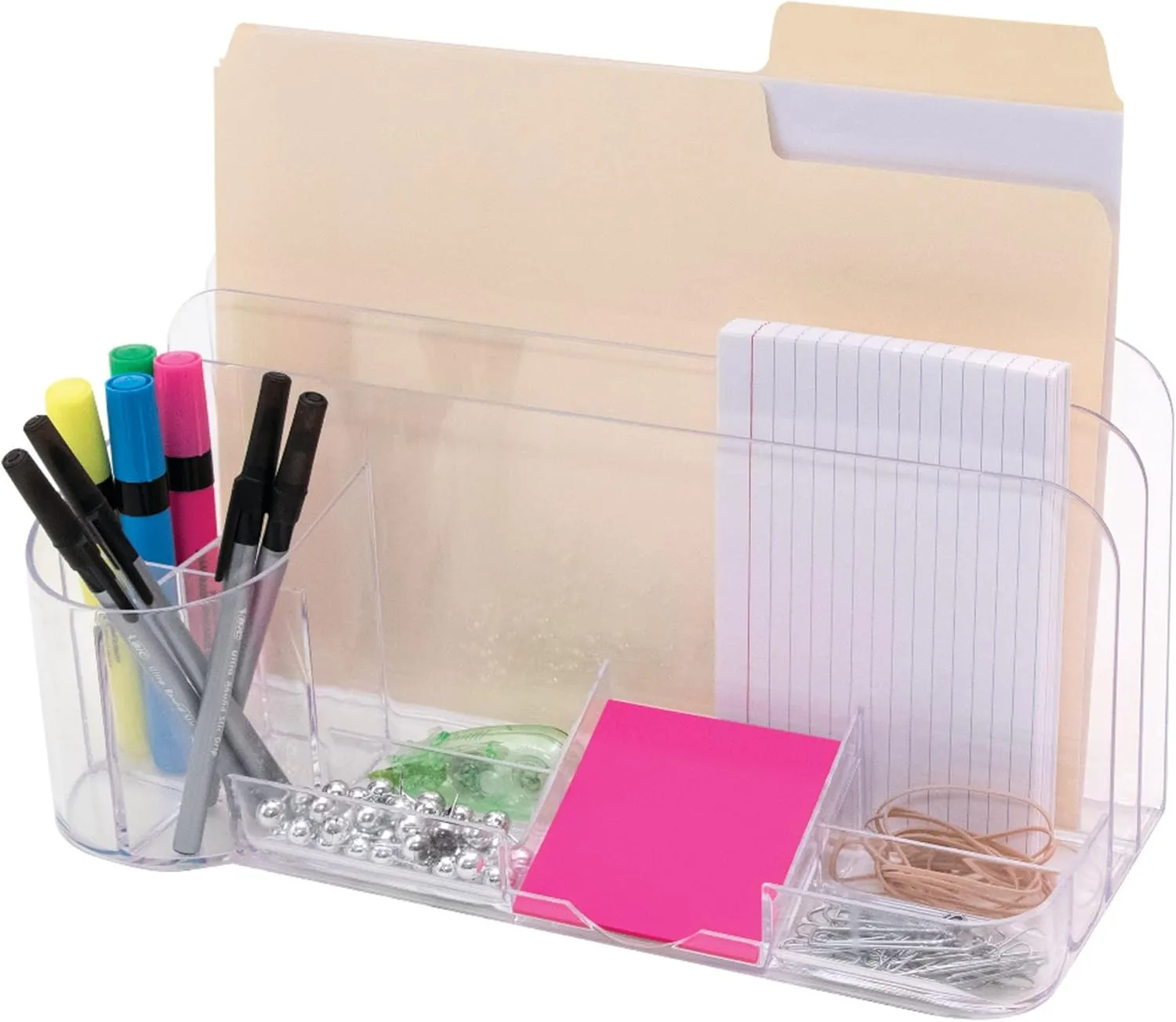 Innovative Storage Designs Desktop Organizer, 9 Compartments, Clear