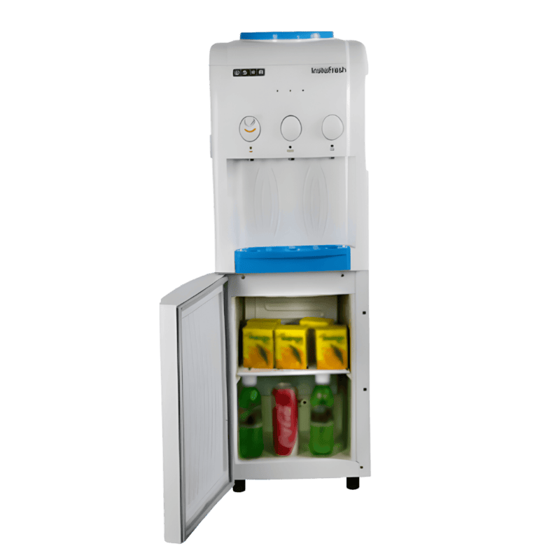 White Usha Instafresh floor standing water dispenser with integrated cooling cabinet.