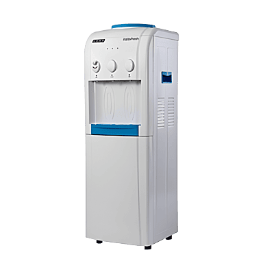 Three-tap Usha Instafresh water dispenser providing hot, cold, and ambient water. Three-tap Usha Instafresh water dispenser providing hot, cold, and ambient water.