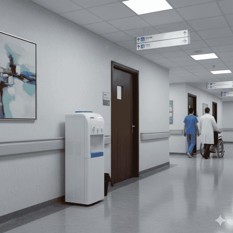 Close-up of the intuitive push buttons on a Usha Instafresh water dispenser.