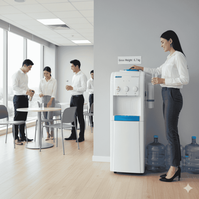 Home appliance Usha Instafresh water dispenser with built-in 18-liter cooling cabinet.