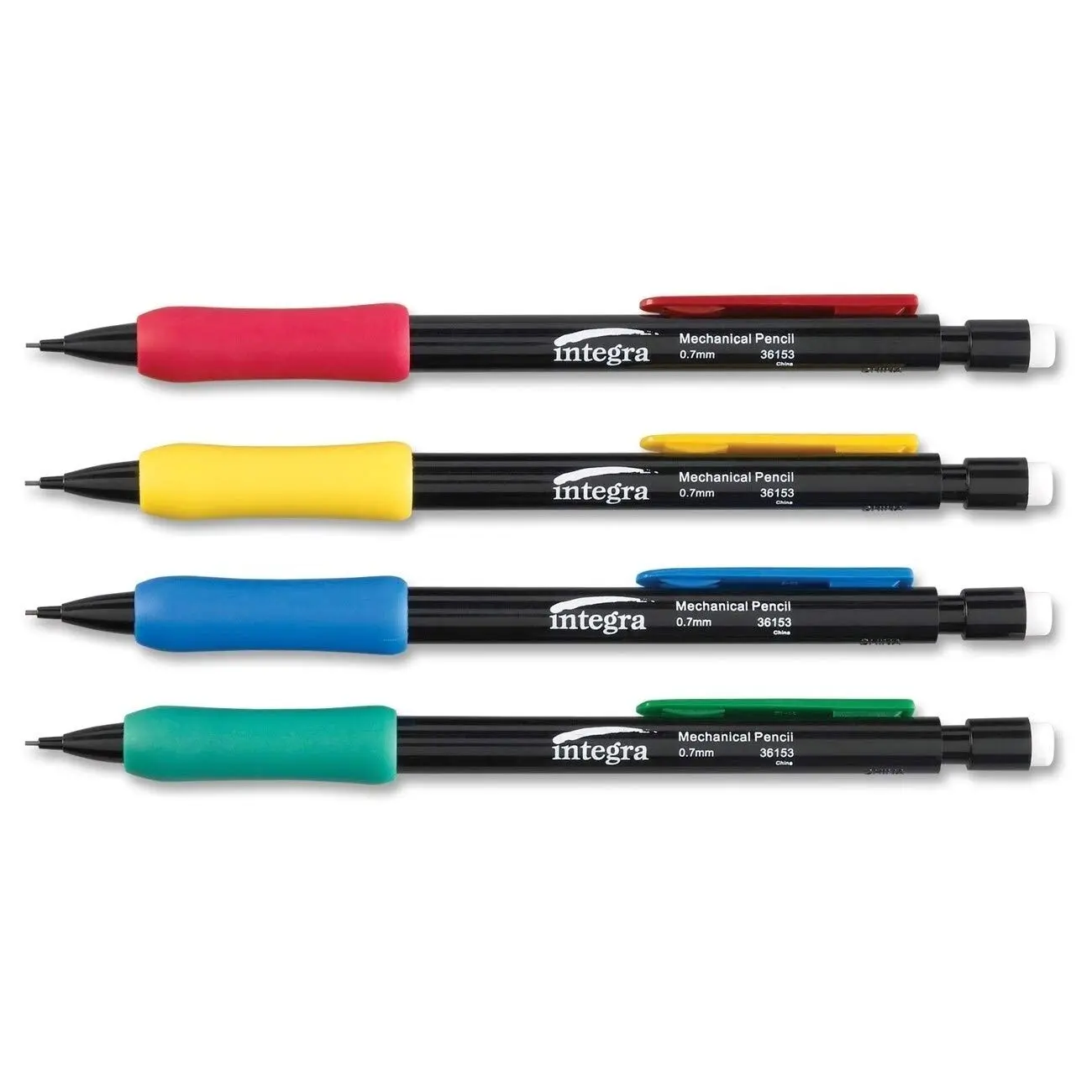 Integra Grip Mechanical Pencils - 0.7 mm Lead Diameter - Refillable - Black Lead - Assorted Barrel - 1 Dozen