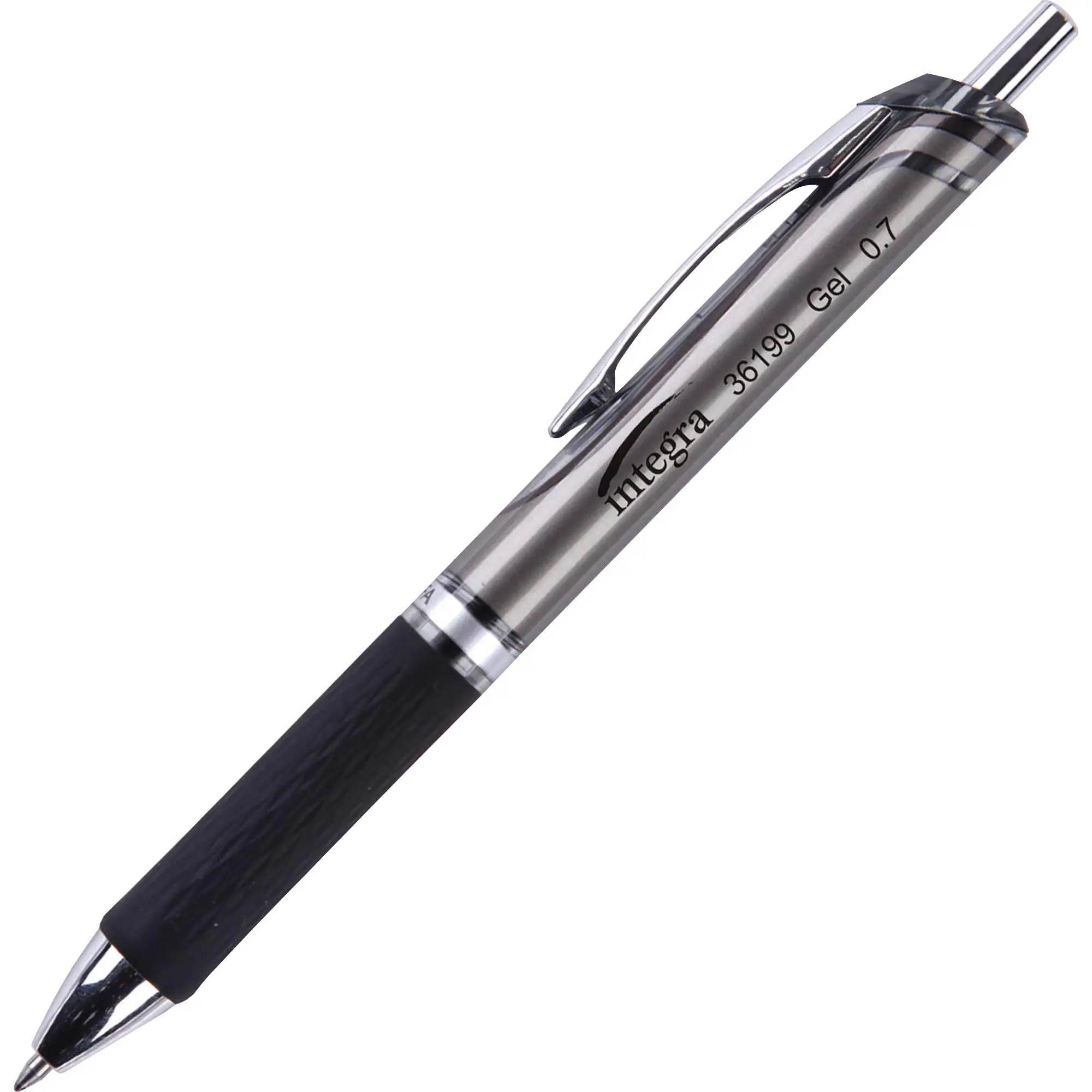 Integra Retractable Gel Ink Pens, 0.7mm Medium, Black Ink, 12-Pack