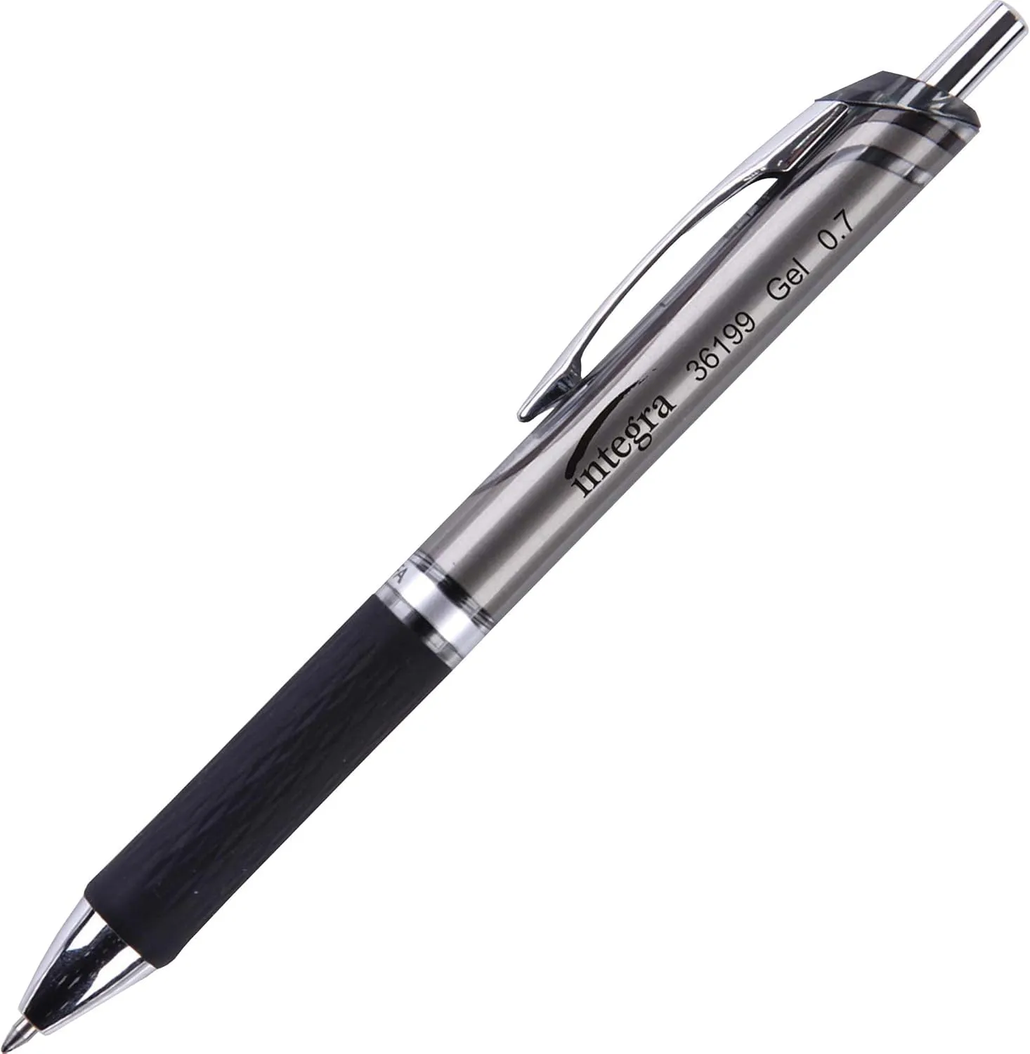 Integra Retractable Gel Ink Pens, 0.7mm Medium, Black Ink, 12-Pack