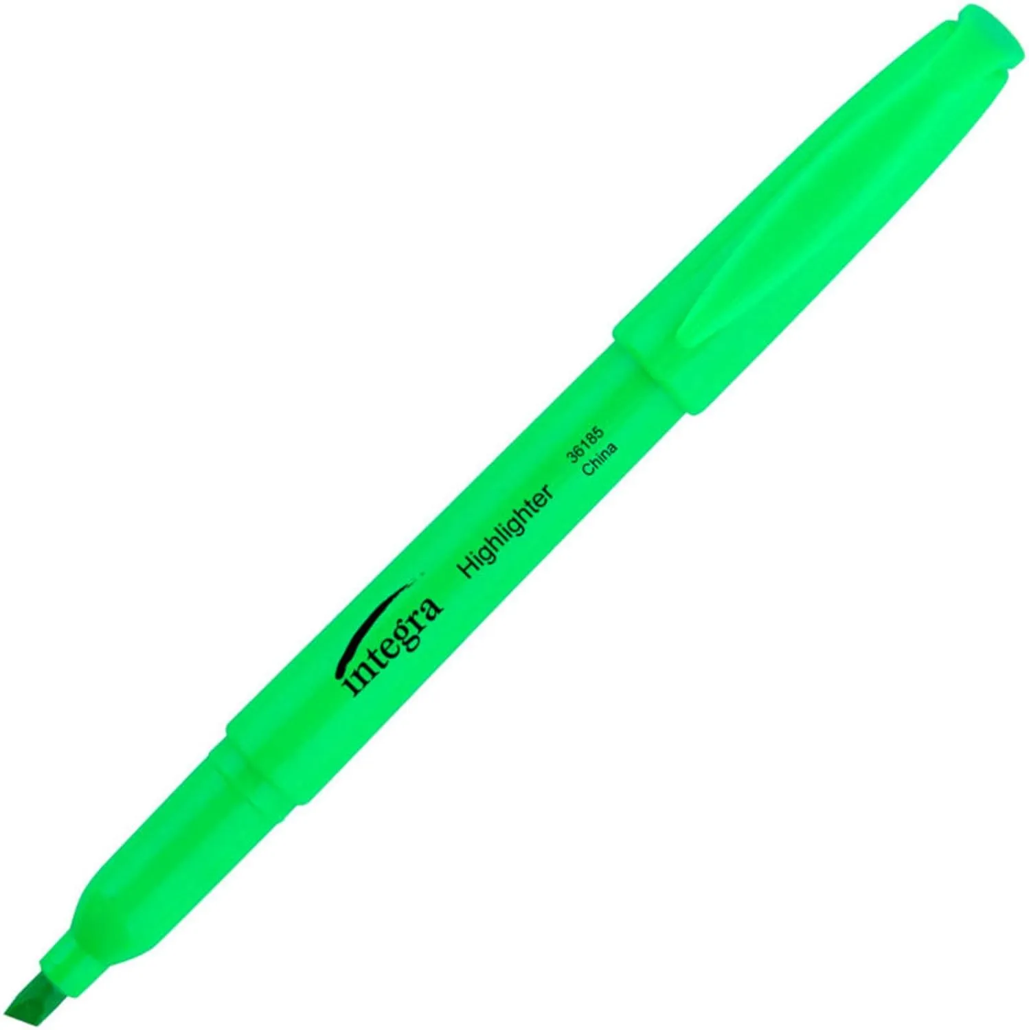 Integra Pen Style Fluorescent Highlighters - Chisel Marker Point Style - Green - 12 / Dozen