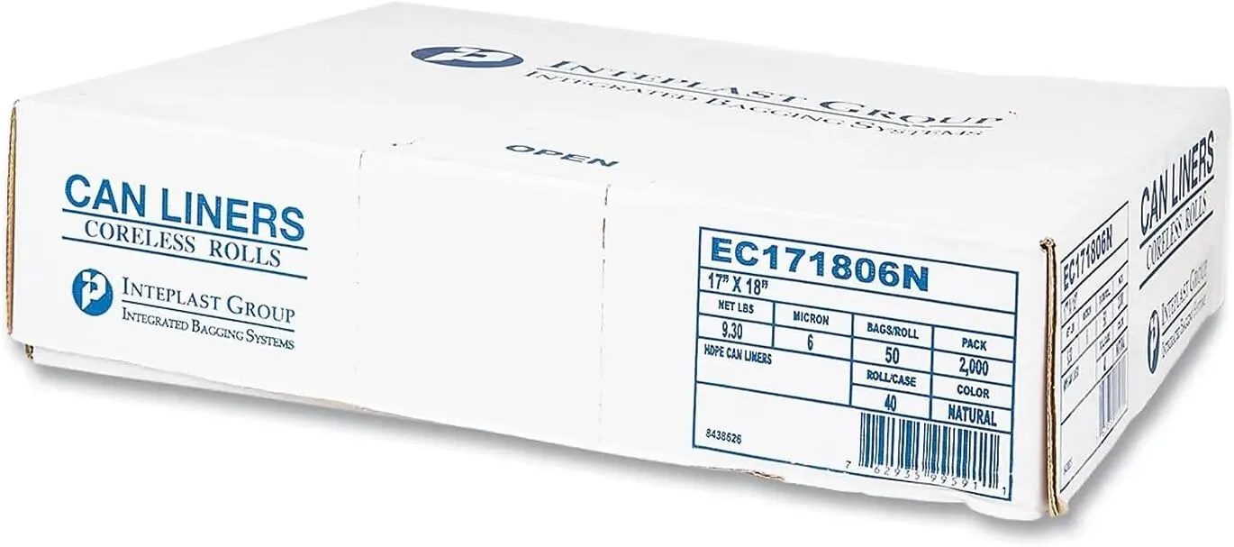 Integrated Bagging Systems High-Density 0.24-mil Can Liners, 18in x 17in, 4 Gallons, Clear, 50 Liners Per Roll