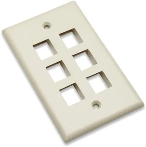 Intellinet Wall Plate Flush Mount, 6 Outlet, Ivory