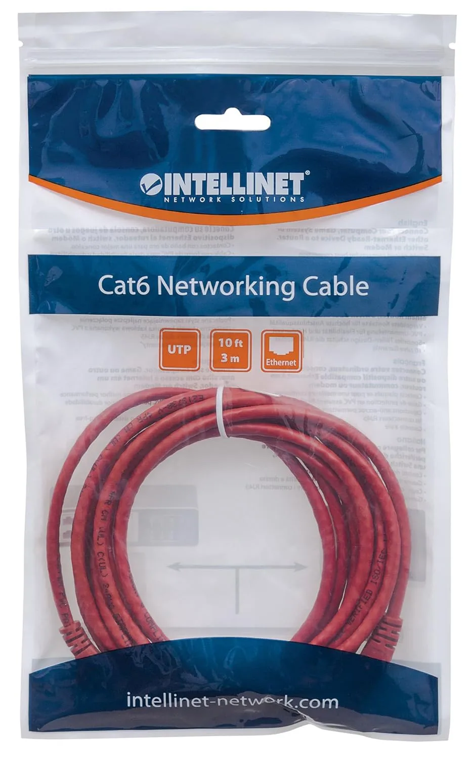 Intellinet Network Solutions Cat5e/Cat6 RJ-45 to RJ-45 U/UTP Snagless Patch Cable
