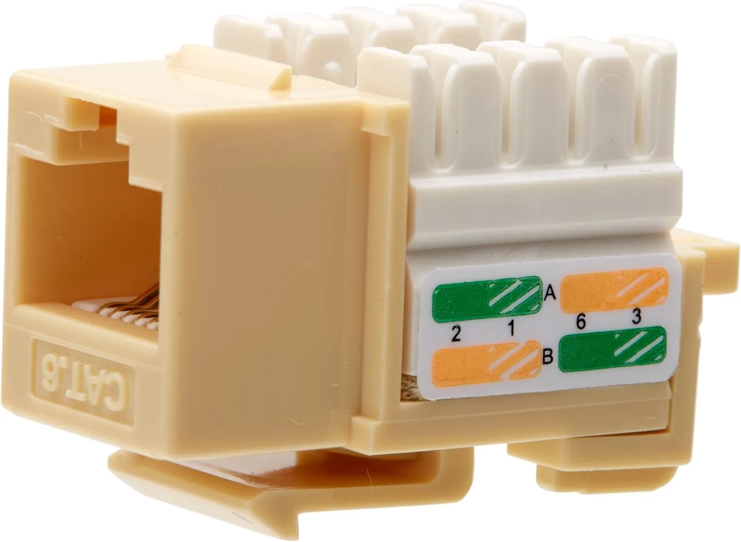 Intellinet Cat6 RJ45 Keystone Jack – Punchdown Type – for UTP Cat 6 Cable – Lifetime Mfg Warranty – Ivory