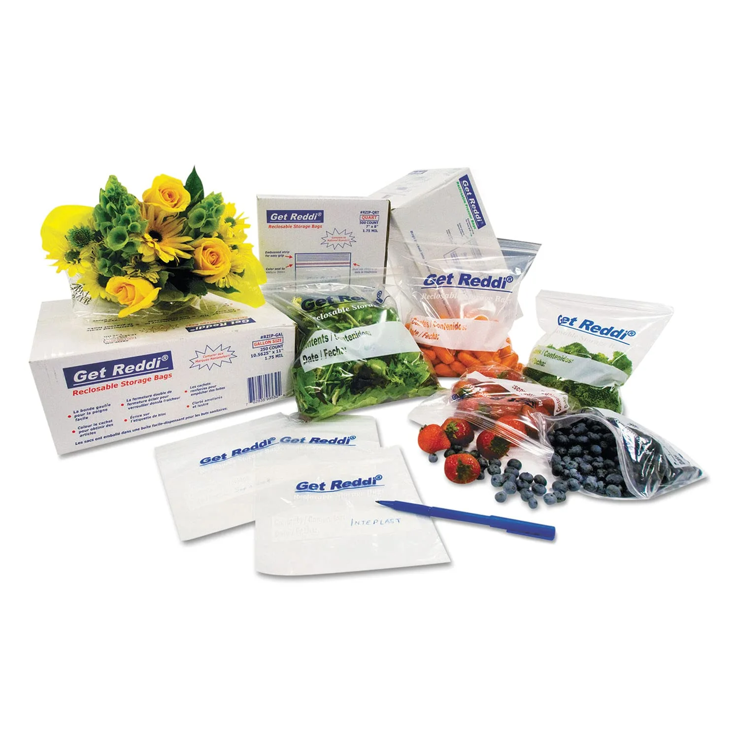 Inteplast PB100824M 22 qt Capacity, 24" Length x 10" Width x 8" Gusset, Heavy Duty Food and Utility Poly Bag (Case of 500)