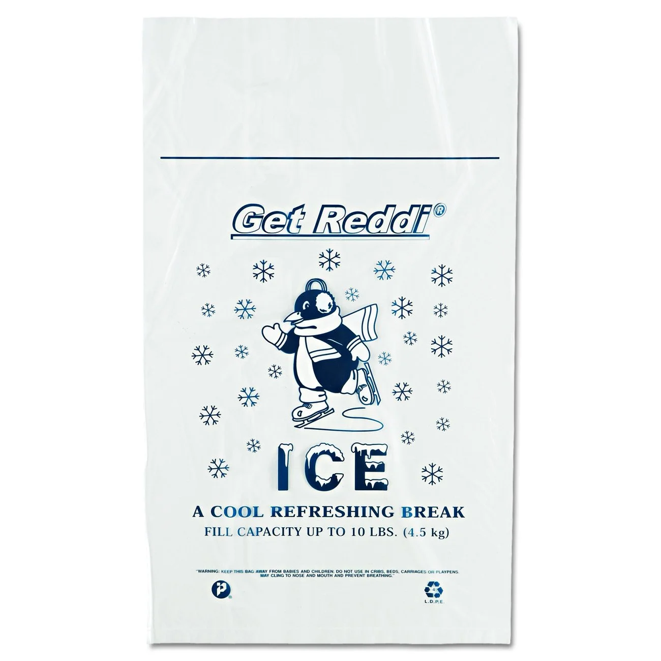 Inteplast Group IBS IC1221 Super Extra-Heavy Grade Ice Bag, 21" Height, 12" Width, 1.5mil Thickness, Polyethylene