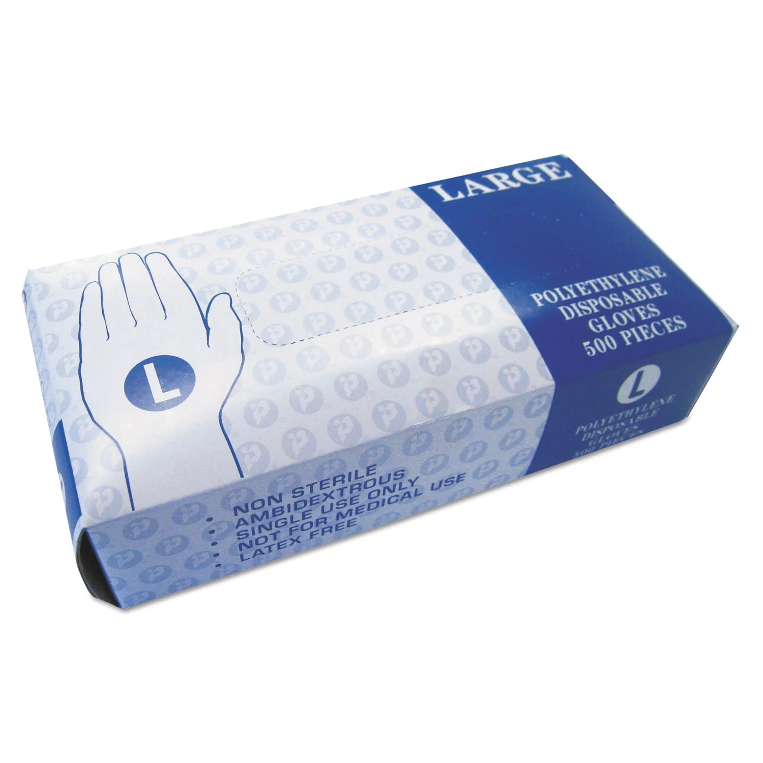 Interplast Group Integrated Bagging Systems Embossed Polyethylene Powder Free Disposable Gloves, Large, Clear, 500 Per Box