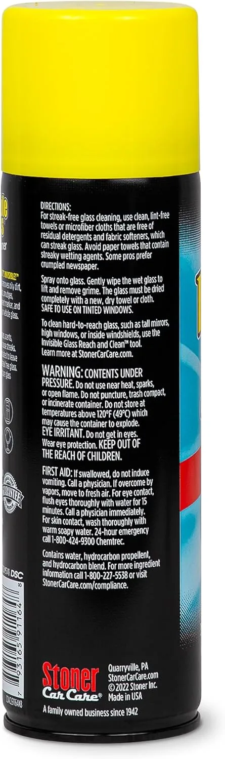 Invisible Glass 91164 Premium Aerosol Glass Cleaner Spray for Car Windshields and Windows, Automotive and Home Window Cleaner, Streak-Free, Ammonia-Free, Tint-Safe – 19 oz