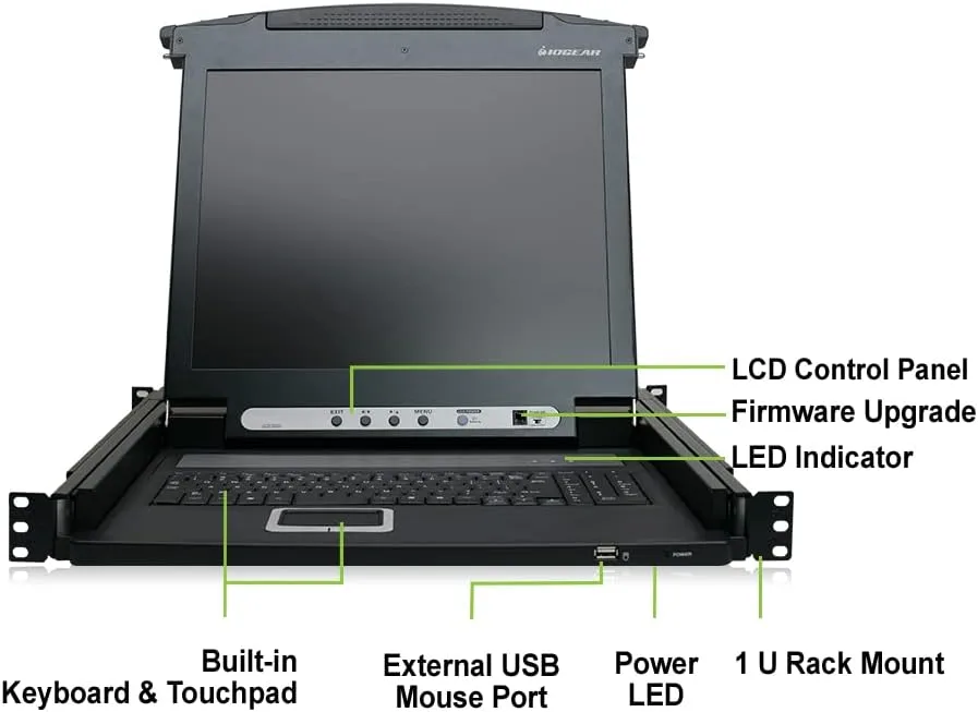 IOGEAR 17" LCD KVM Console with Integrated Keyboard and Touchpad